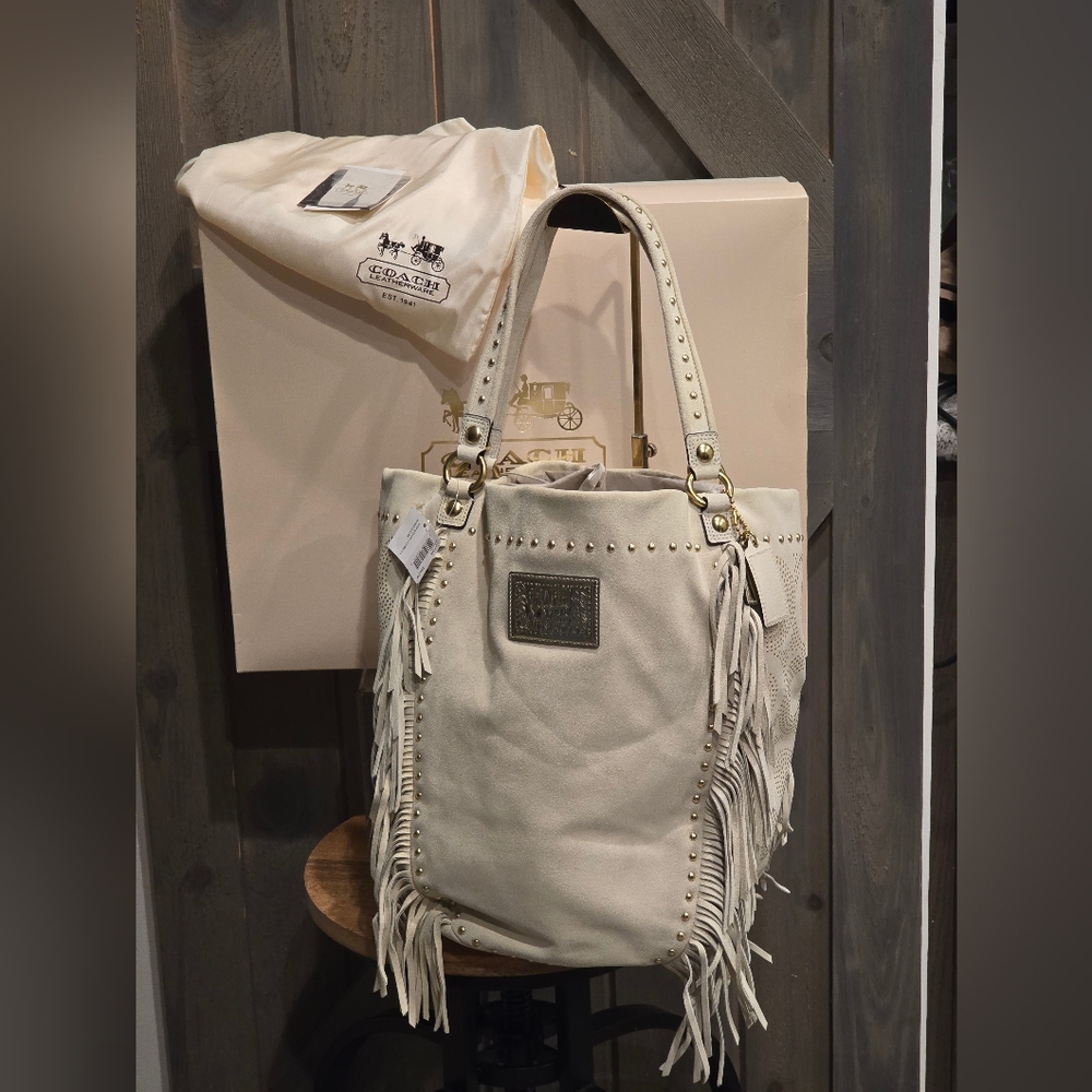 *RARE* Coach 16734 Poppy Limited Edition BELLA Fringe Suede Shoulder Bag **New**